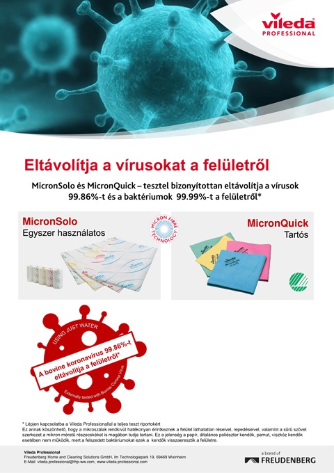 Vileda MicronQuick: Eltávolítja a vírusokat a felületről