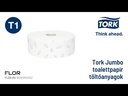 Termékbemutató videó - Tork Jumbo tekercses toalettpapír, fehér, T1, 2 réteg, D26, 6 tek./karton