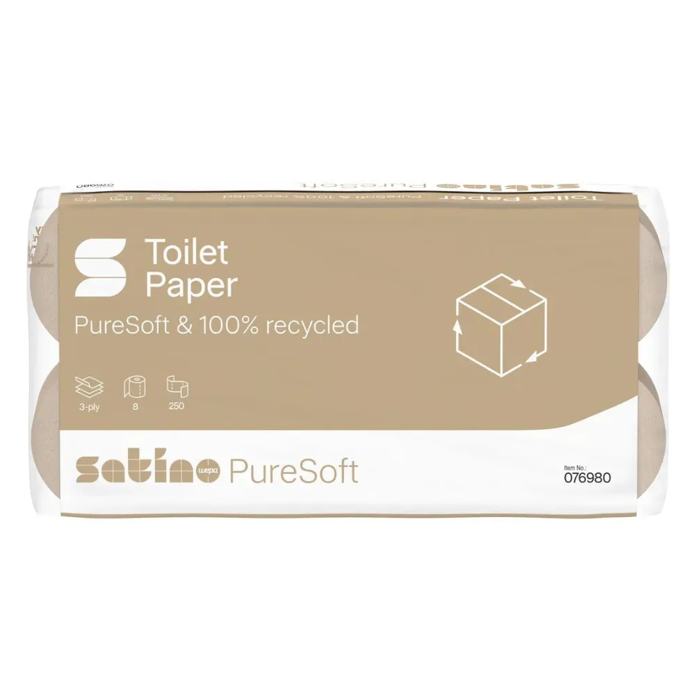 Wepa PureSoft kistekercses toalettpapír, natúr, 3 réteg, 30m, 8 tek./karton, MT1