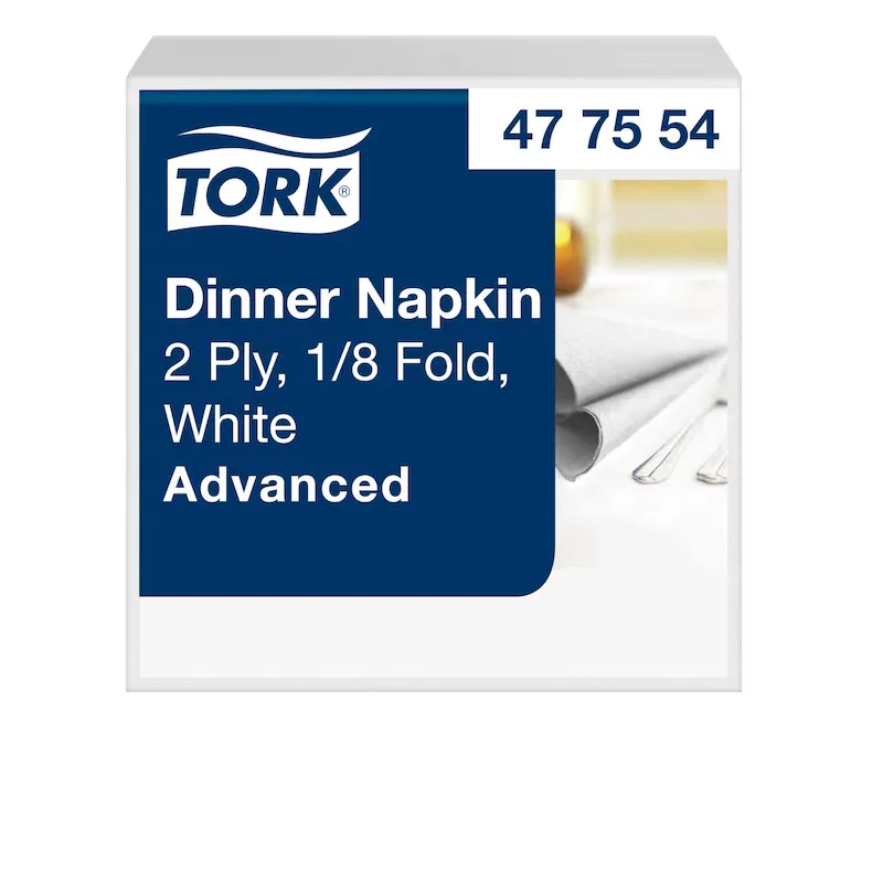 [TO477554] Tork fehér Dinner szalvéta, 1/8 hajtogatás fehér, 39x39 cm
