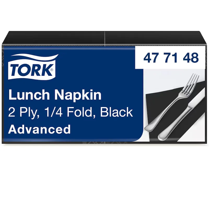 Tork Advanced Lunch szalvéta, 2 réteg, 32,6x33 cm, 10csom./karton, fekete