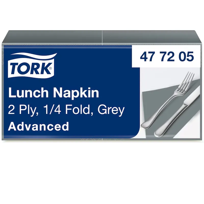 [TO477205] Tork Advanced Lunch szalvéta, 2 réteg, szürke, 10csom./karton, 33x33 cm
