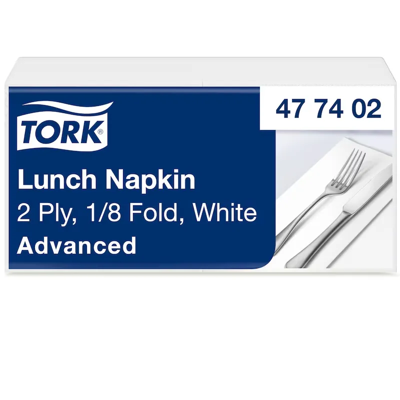 [TO477402] Tork szalvéta, 2r tissue, fehér, 33x33 cm, 1/8 haj