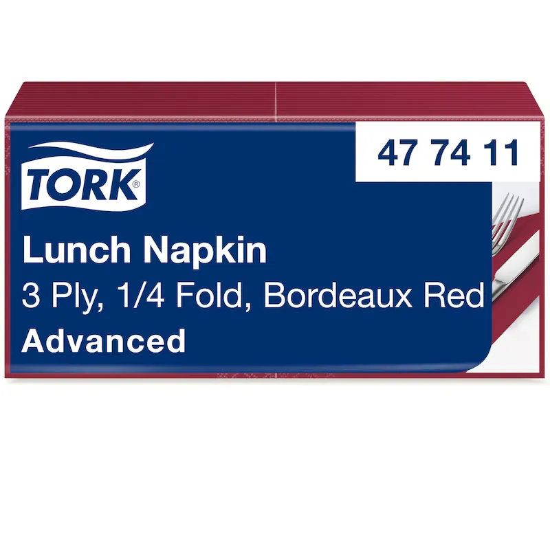 Tork Advanced Lunch szalvéta, 3 réteg, bordó, 33x33 cm