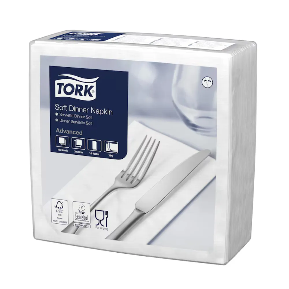 [TO477579] Tork szalvéta, 3r tissue, fehér, 39×39 cm, 1/8 haj