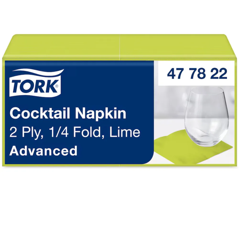 Tork koktélszalvéta, 2r, lime, 24x24 cm, 1/4 haj
