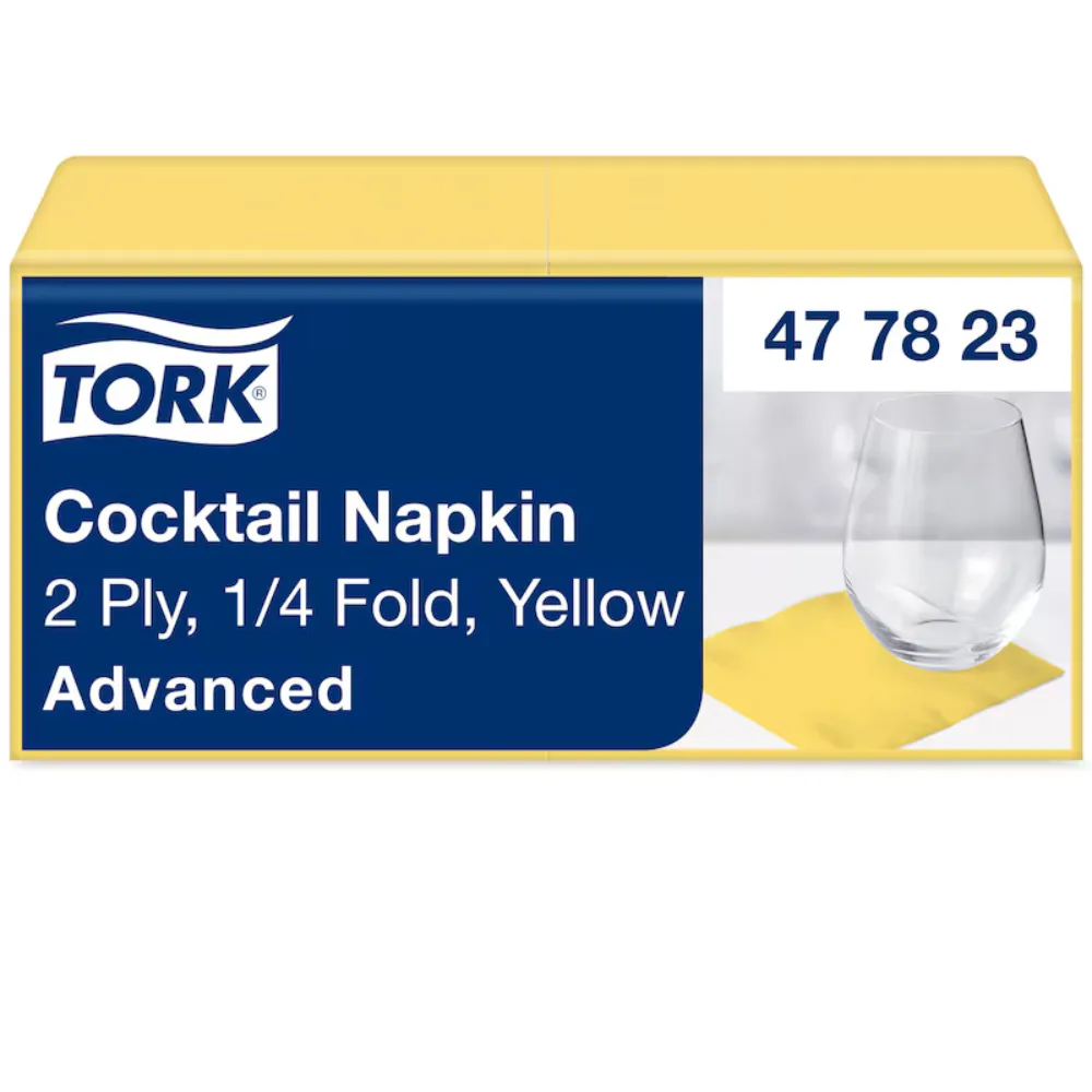 [TO477823] Tork szalvéta, 2r tissue, sárga, 24x24 cm, 1/4 haj