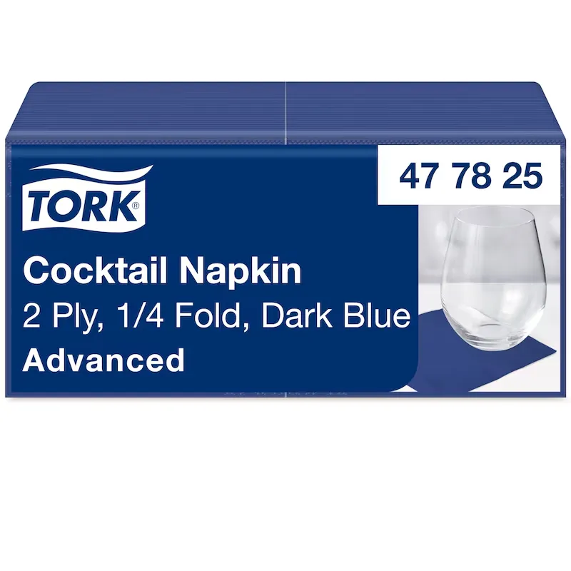 [TO477825] Tork koktélszalvéta, sötétkék, 2 réteg, 24x24 cm 1/4
