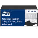 Tork koktélszalvéta, 2 réteh tissue, fekete, 24x24 cm, 1/4 hajtás
