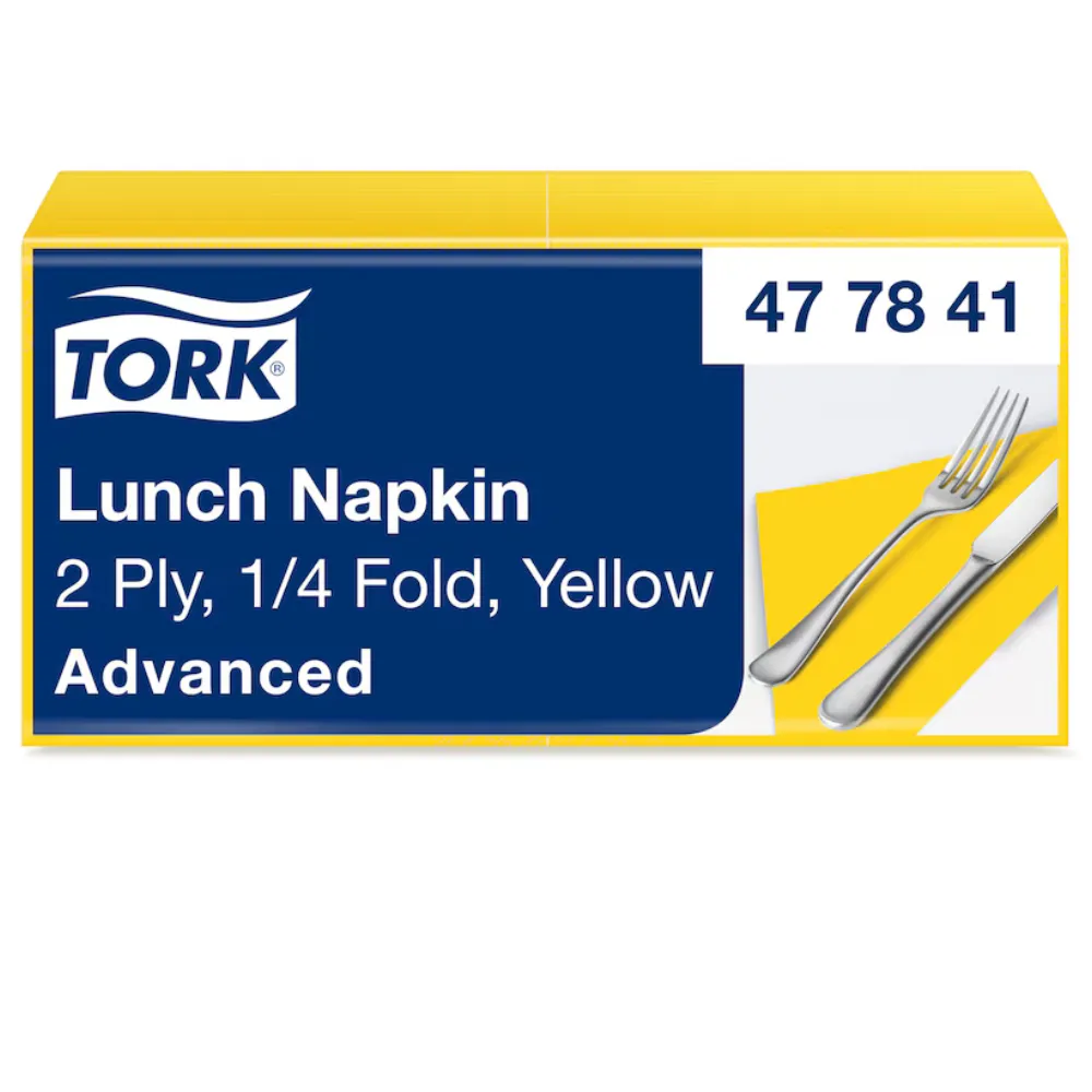 [TO477841] Tork szalvéta, 2réteg tissue, sárga, 33x33 cm, 1/4 haj