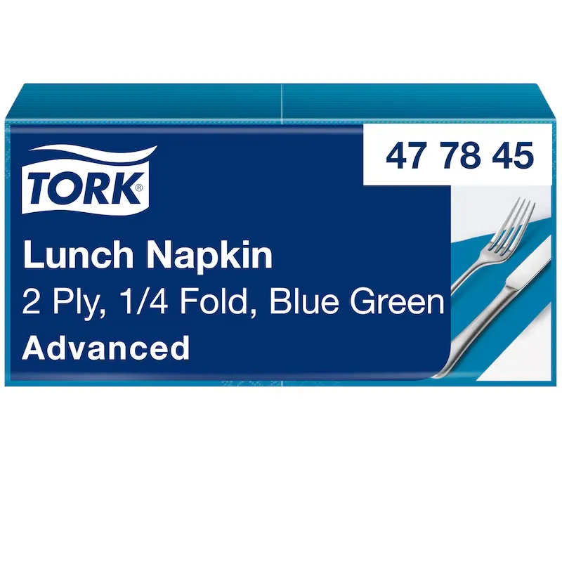 [TO477845] Tork Advanced Lunch szalvéta, 2 réteg, kékeszöld, 32,6x33 cm