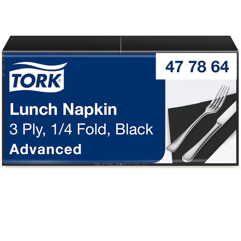 [TO477864] Tork Advanced Lunch szalvéta, 2 réteg, fekete, 33x33 cm
