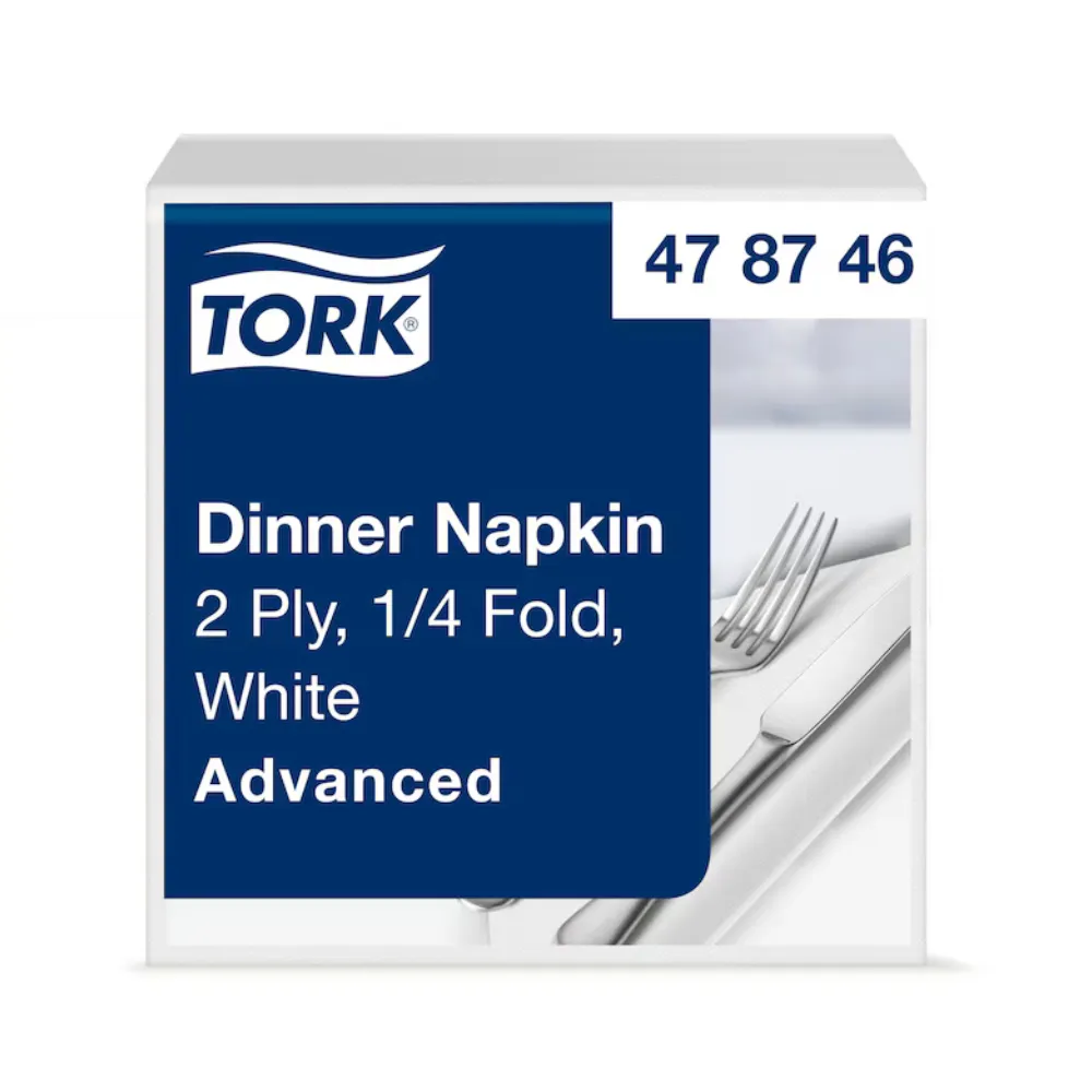 [TO478746] Tork szalvéta, 2r tissue, fehér, 39x39 cm, 1/4 haj