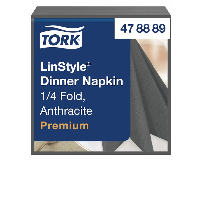 [TO478882] Tork LinStyle Dinner szalvéta, antracit, 1 réteg, 39x39 cm, 1/4 hajtás