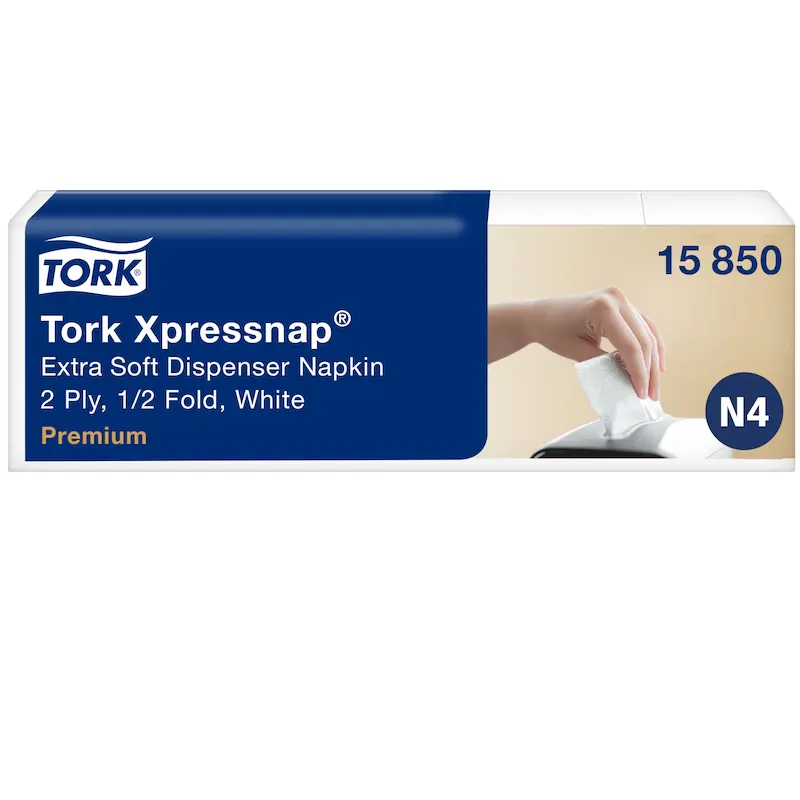 [TO15850] Tork Xpressnap Extra Soft adagolós szalvéta, fehér, 2 réteg, 21,6x16,5 cm,