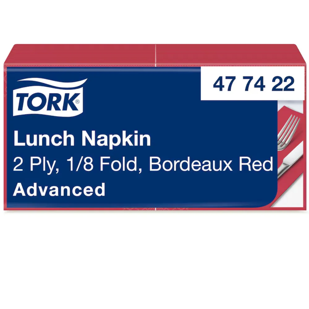 [TO477422] Tork szalvéta, 2r, bordó, 33x33cm, 1/8, 2000db
