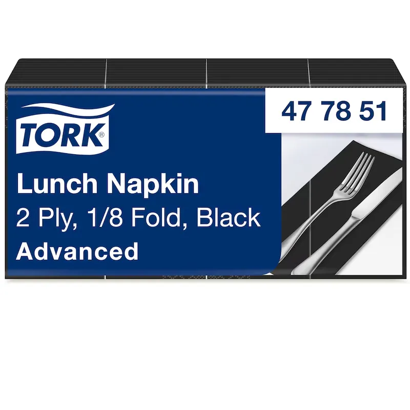 [TO477851] Tork Advanced Lunch szalvéta, 2 réteg, fekete, 33x33 cm