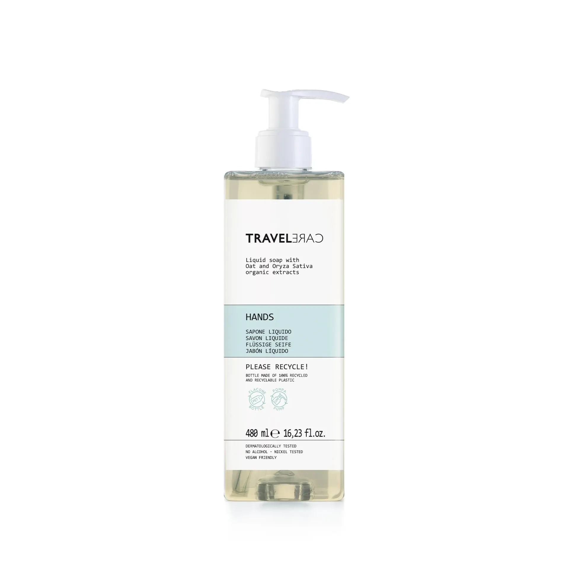 [HGFLP500LMTR3] Travel Care, folyékony szappan, utántölhető, 480 ml