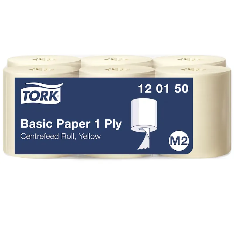[TO120150] Tork belsőmagos általános törlőpapír, sárga, M2, 1 réteg, 300 m hosszú, 20,5 cm