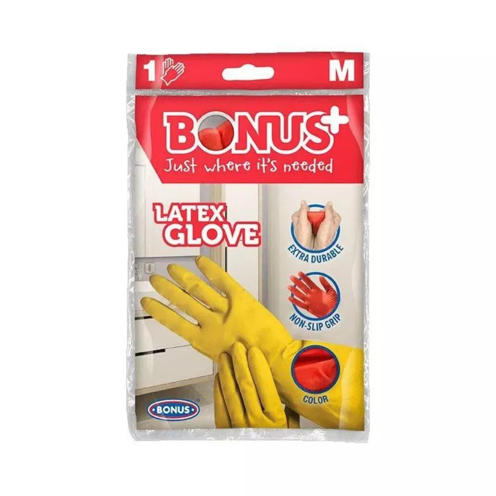 Bonus B293 kesztyű, latex, sárga, M