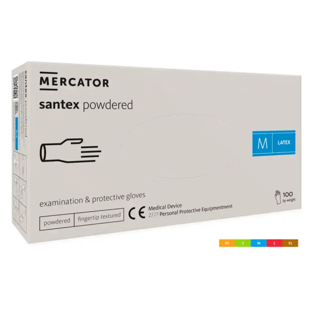 Mercator púderes latex kesztyű, krémszínű, L