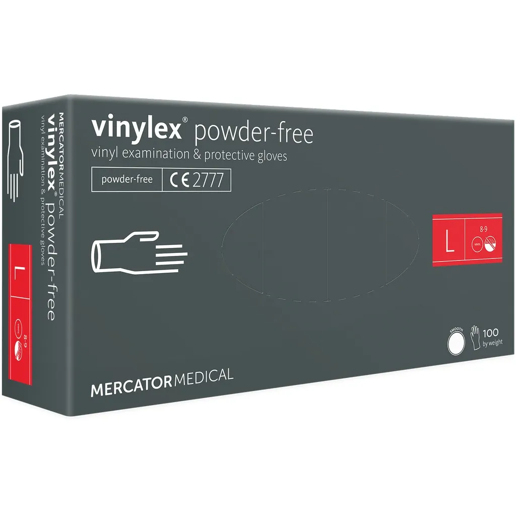 Mercator, púdermentes, vinil kesztyű, áttetsző, L, 100 db/doboz