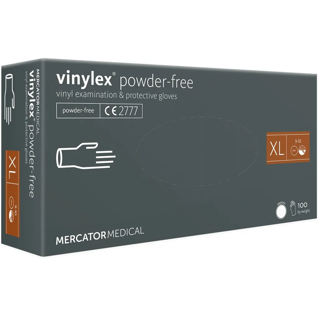 Mercator, púdermentes, vinil kesztyű, áttetsző, XL, 100 db/doboz