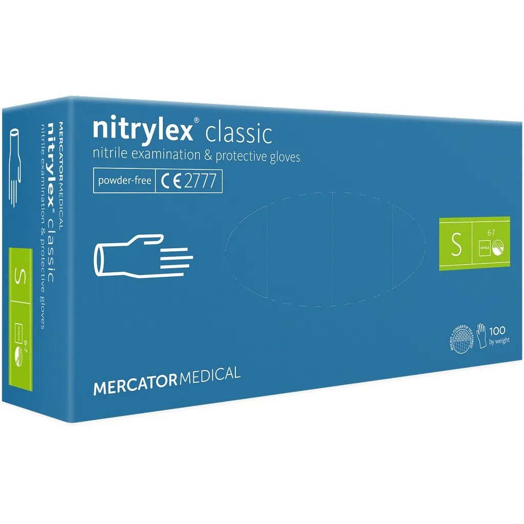 Mercator púdermentes nitril kesztyű, eldobható, kék, S