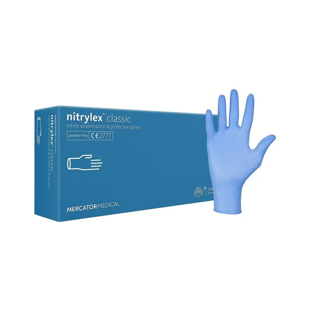 Mercator púdermentes nitril kesztyű, eldobható, kék, M