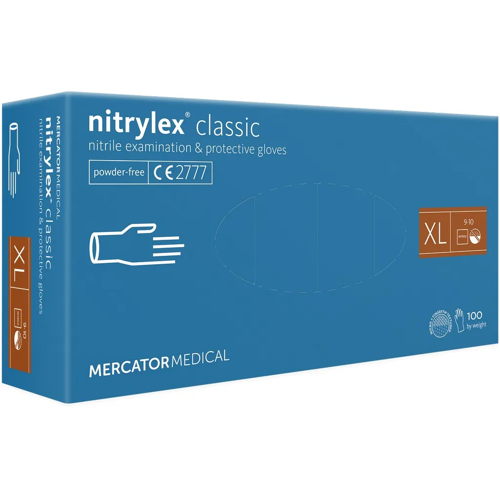 Mercator púdermentes nitril kesztyű, eldobható, kék, XL