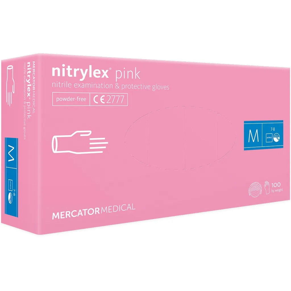 [MERD30144003] Mercator púdermentes nitril kesztyű, eldobható, rózsaszín, M