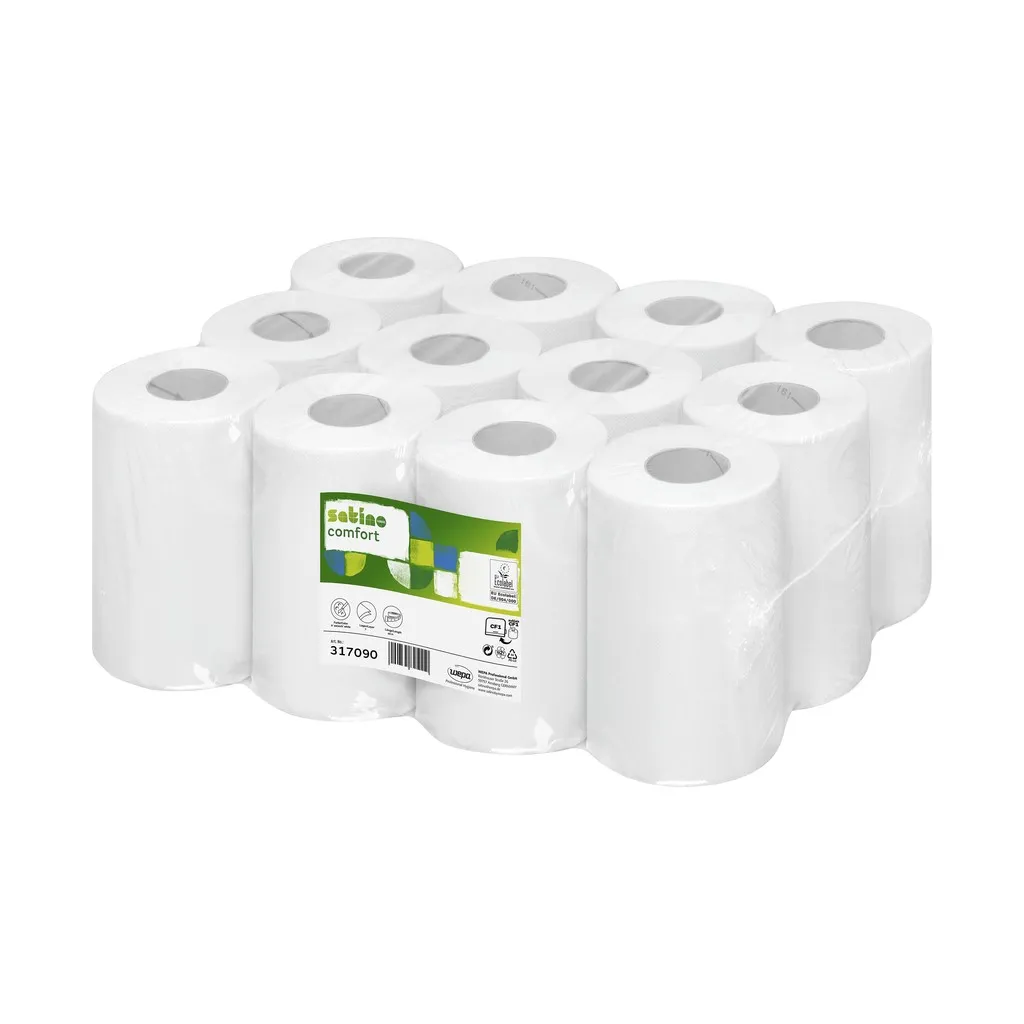 Wepa középmag-adagolású törlőpapír, 2 rétegű, 68m, hófehér, 20x35 cm, újrahasznosított , Kifutó