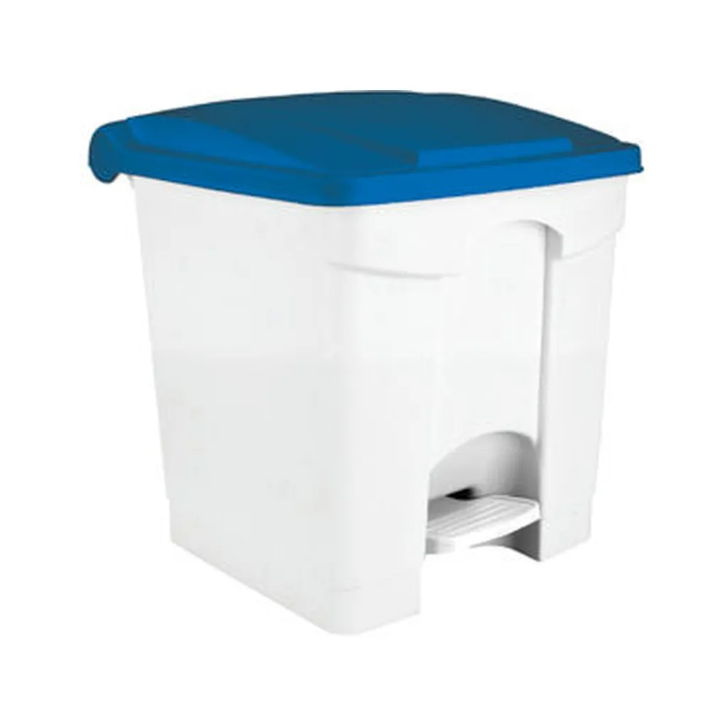 Medial pedálos hulladékgyűjtő, fehér-kék, 30 l