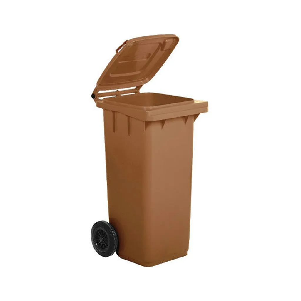 Medial hulladékgyűjtő, műanyag, barna, 120 l