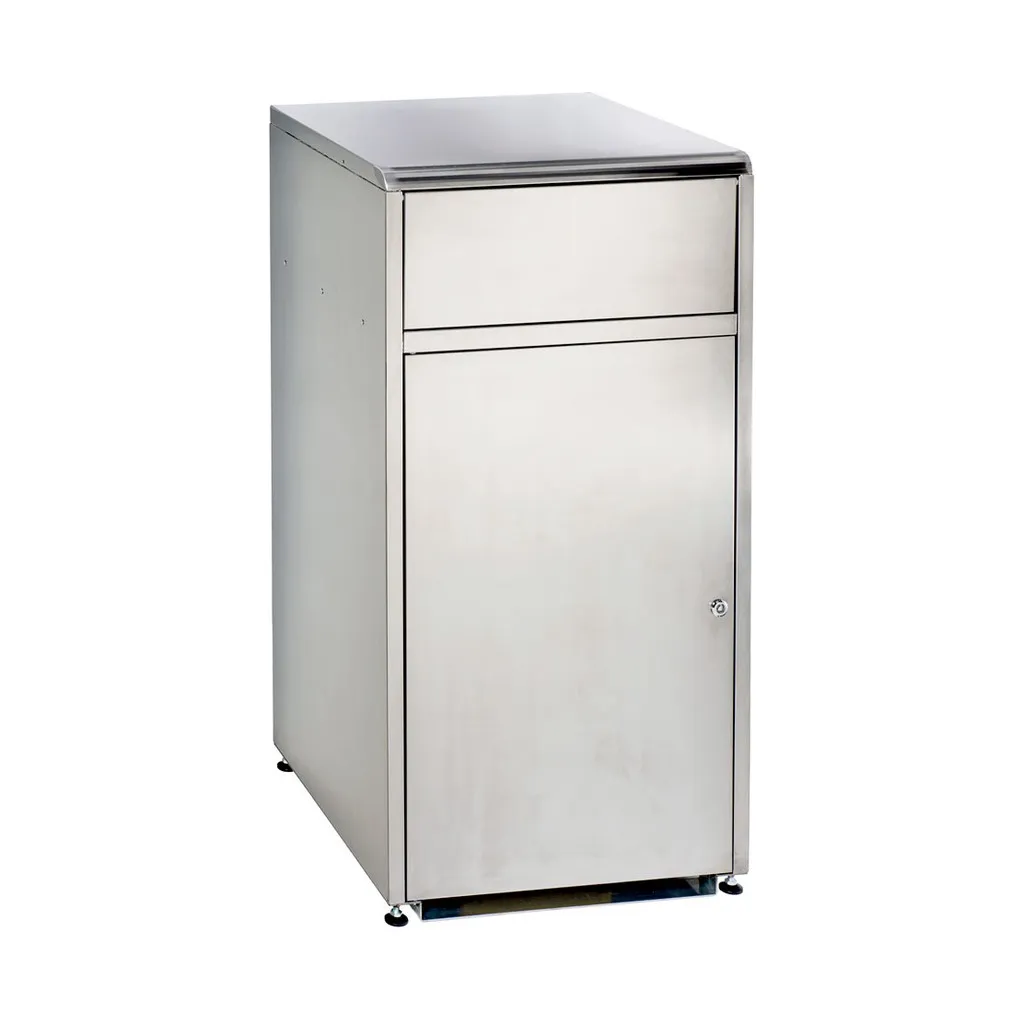 Medial hulladékgyűjtő, inox, szálcsiszolt, ajtóval