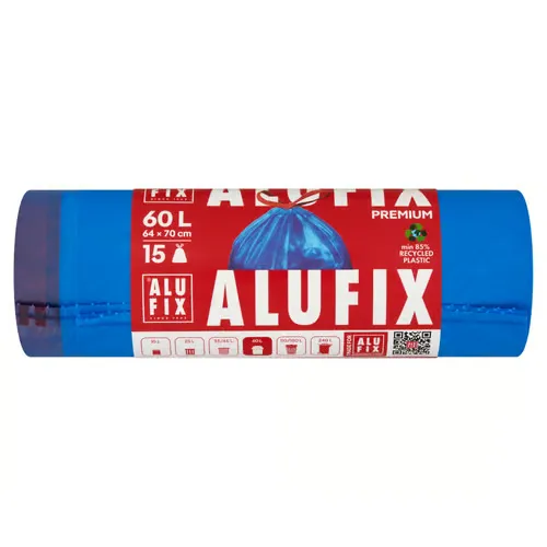 Alufix szemeteszsák zárószalagos 60l, 15db/csomag