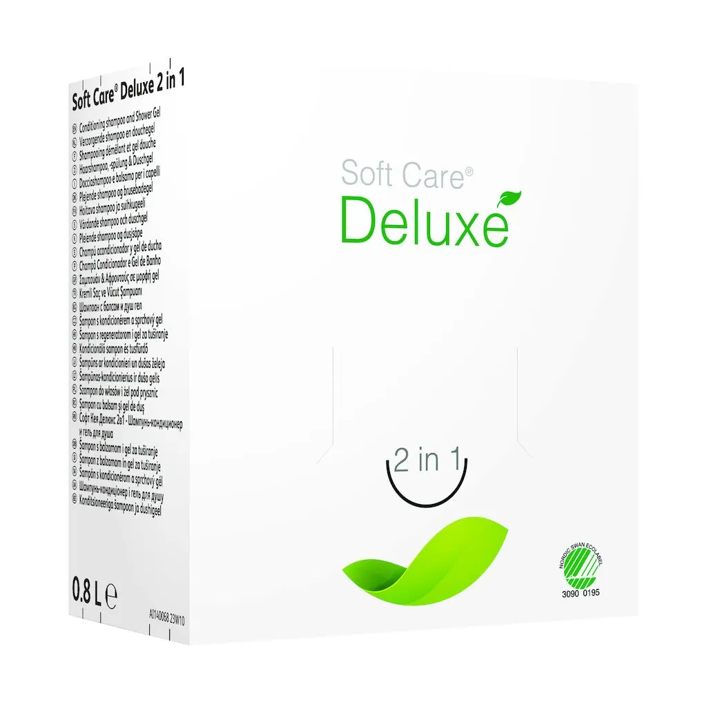 Soft Care Deluxe 2in1, adagolóhoz, sampon, balzsam és tusfürdő 800 ml