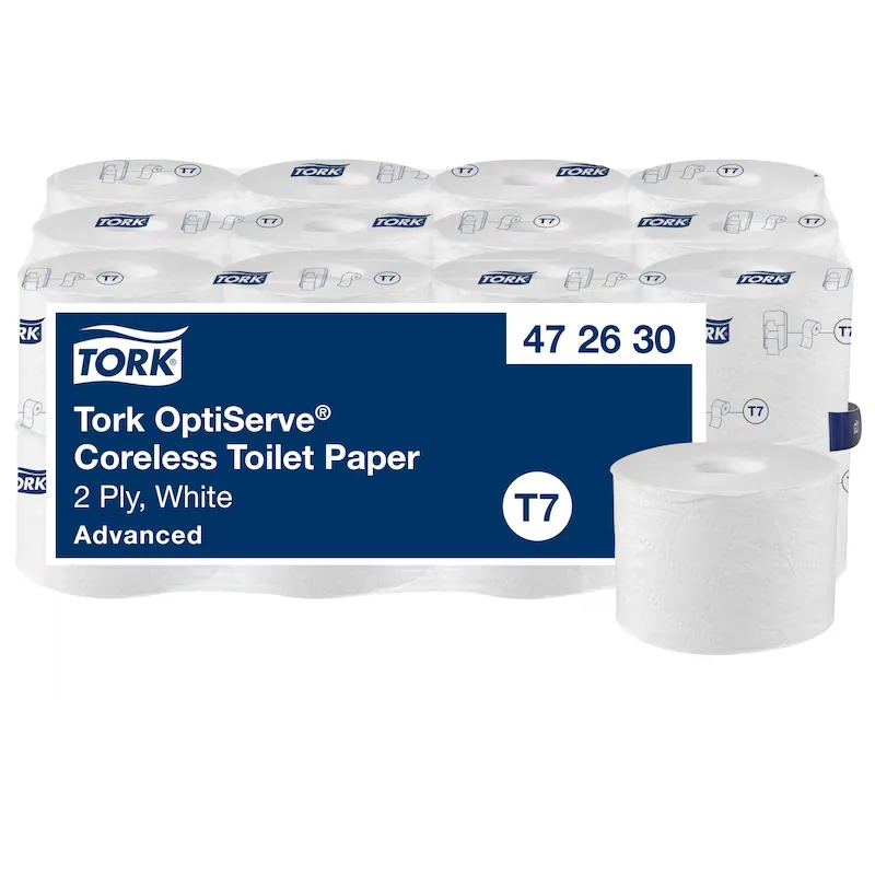 [TO472630] Tork OptiServe belsőmag nélküli toalettpapír, fehér, 3 réteg,  D13,1 cm,63,3 m, 18 tek./karton, T7