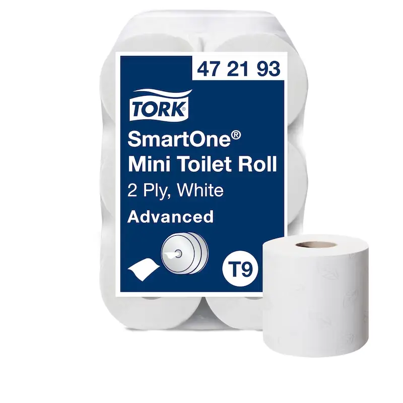 [TO472193] Tork SmartOne Mini tekercses toalettpapír, fehér, 2 réteg, D 14,9 cm, 111,6 m, 620 lap/tekercs,12tek./csomag  T9