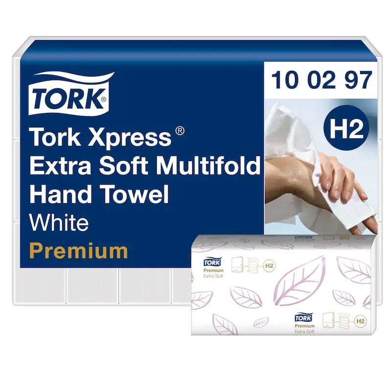 [TO100297] Tork Xpress Multifold Extra Soft papír kéztörlő, fehér, 2 réteg,  34 x 21,2 cm, 21 csom./karton, W hajtás,  H2
