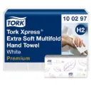 Tork Xpress Multifold Extra Soft papír kéztörlő, fehér, 2 réteg,  34 x 21,2 cm, 21 csom./karton, W hajtás,  H2