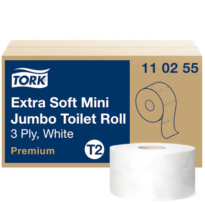 [TO110255] Tork Extra Soft Mini Jumbo tekercses toalettpapír, fehér, 3 réteg, D18,7, 120 m, 12 tek./karton, T2