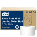 Tork Extra Soft Mini Jumbo tekercses toalettpapír, fehér, 3 réteg, D18,7, 120 m, 12 tek./karton, T2