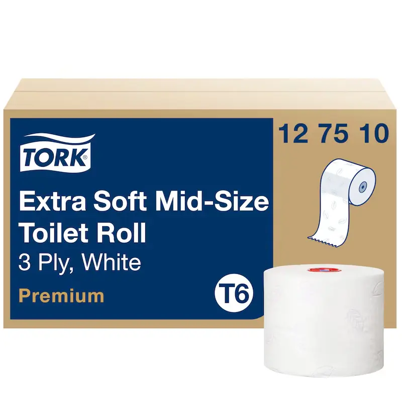 Tork Extra Soft Mid-size tekercses toalettpapír, fehér, 3 réteg, D13,2 cm, 70 m, 27 tek./karton, T6