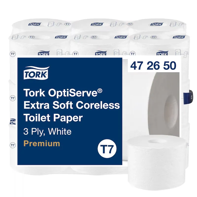 [TO472650] Tork OptiServe Extra Soft belsőmag nélküli toalettpapír, fehér, 3 réteg,  D13,1 cm, 63,3 m ,18 tek/karton, T7