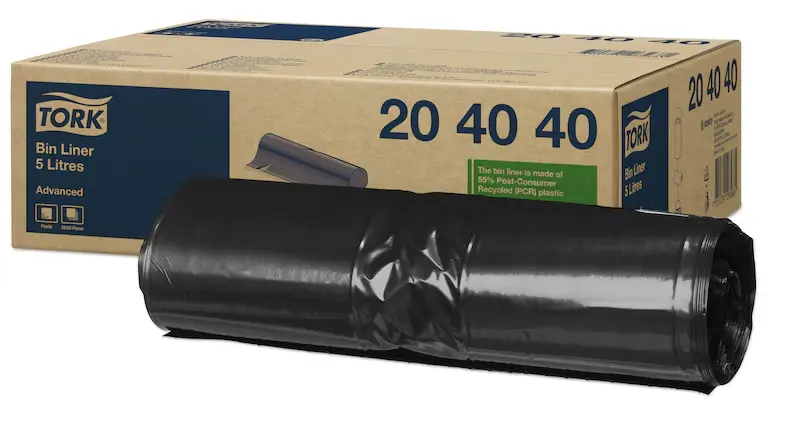 Tork hulladékgyűjtő zsákok, 5 literes, fekete, 20x50db/karton