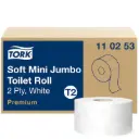 Tork Soft Mini Jumbo tekercses toalettpapír, fehér, 2 réteg, D18,8, 170 m, 12 tek./karton, T2
