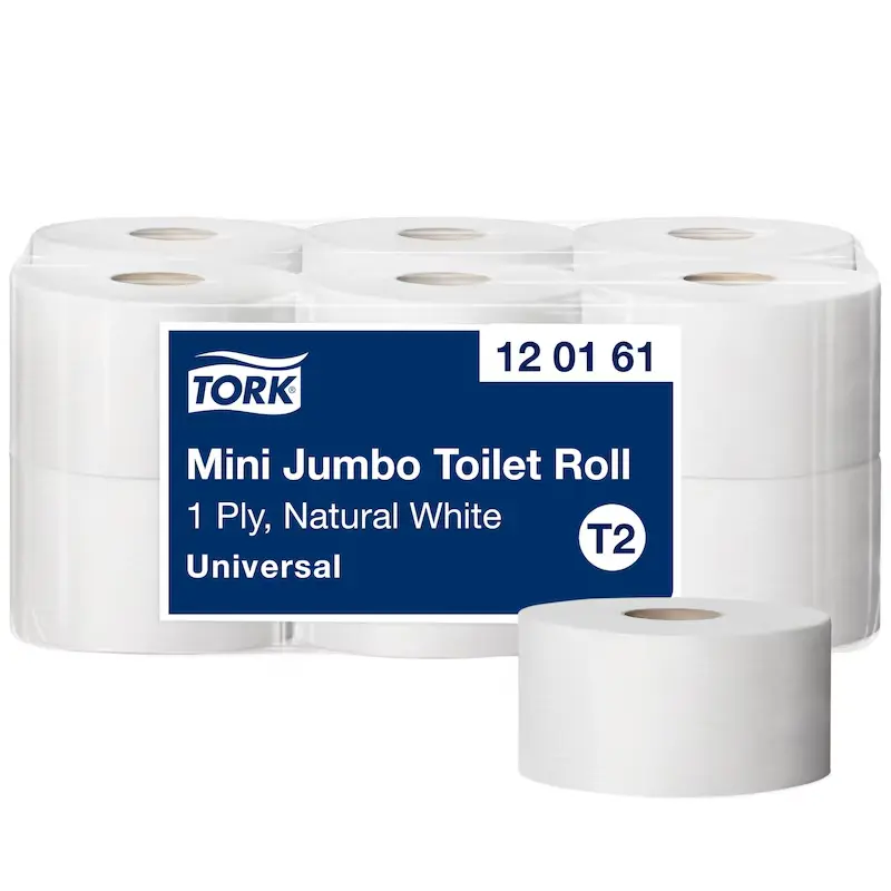 [TO120161] Tork Mini Jumbo tekercses toalettpapír, fehér, 1 réteg, D18,8, 240 m, 12 tek./karton, T2