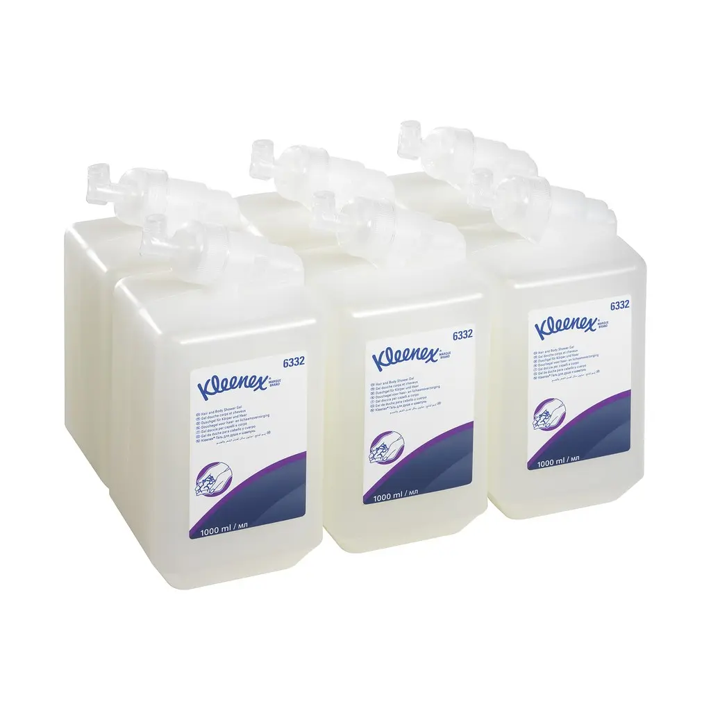 [KC6332] Kimberley-Clark foly.szappan, sampon & tusfürdő, 6x1000 ml, fehér
