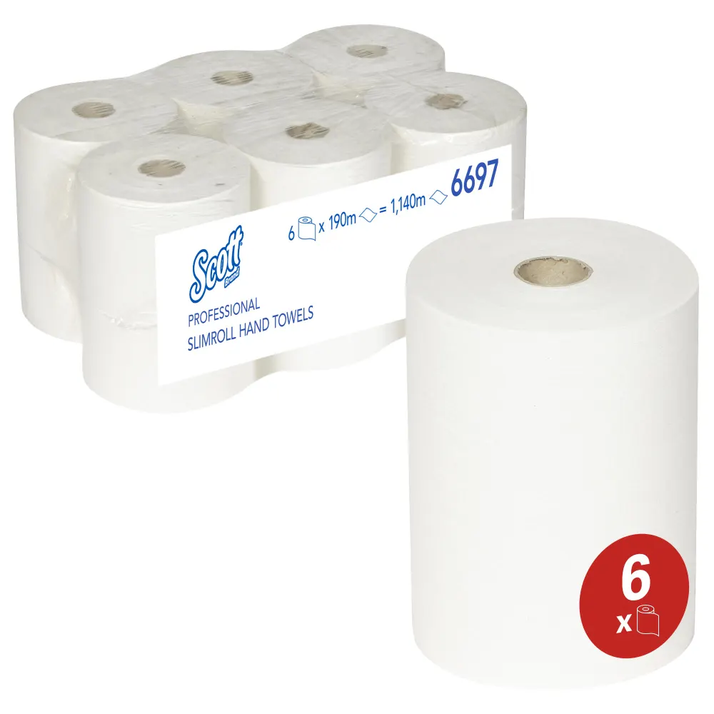 [KC6697] Kimberly Clark Kéztörlő 1 réteg, fehér, 190m, 19.80 cm széles